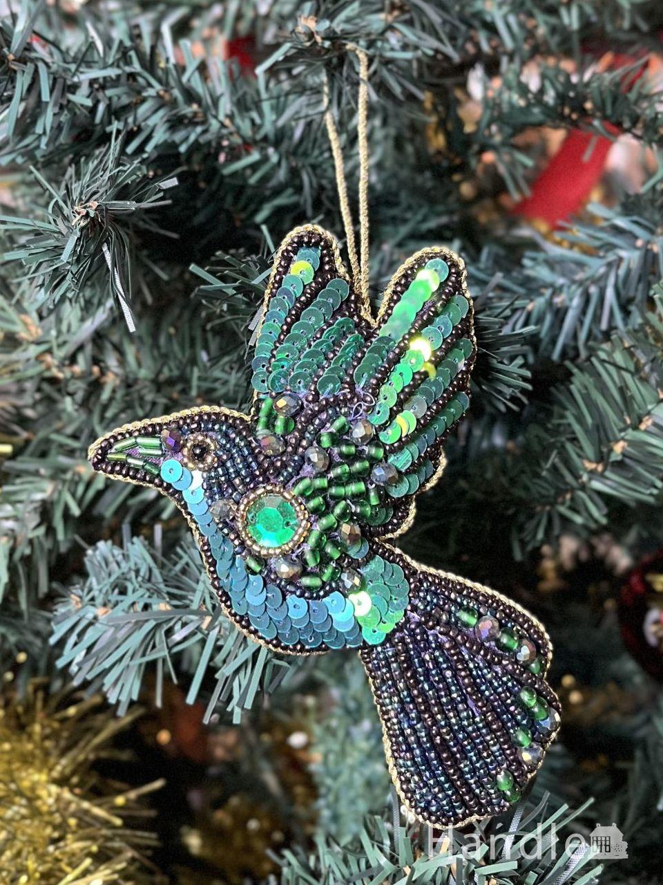 幸せを運ぶ青い鳥のモチーフのオーナメント、クリスマス用のディスプレイオーナメント