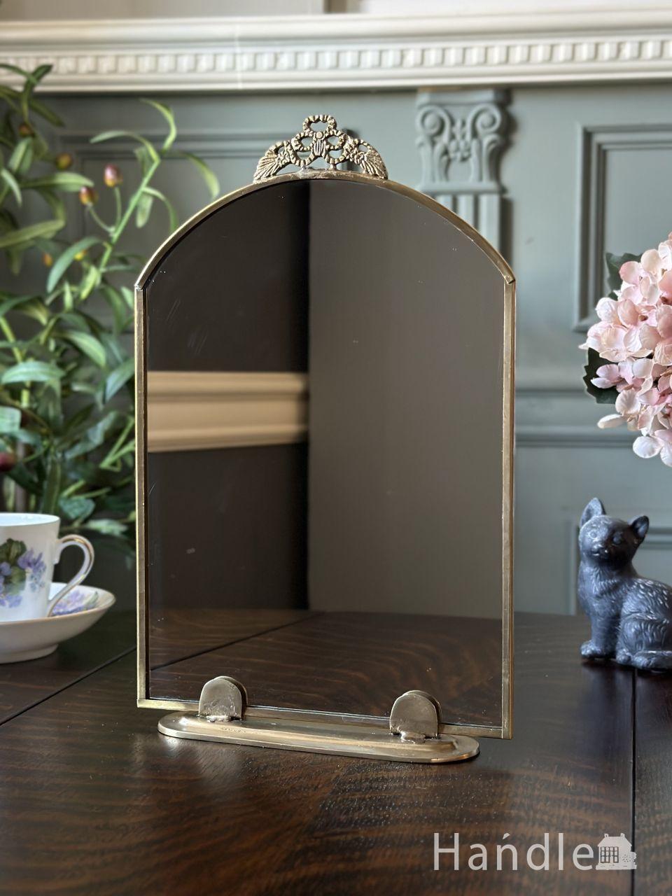 アンティーク調のおしゃれなスタンドミラー、取り外し可能な真鍮製の鏡 (n21-143)