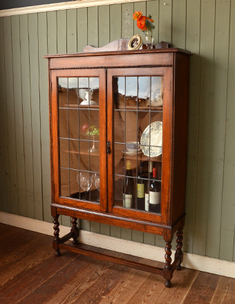 美しいアンティークの英国家具、オーク材のブックケース（本棚） (j-1099-f)