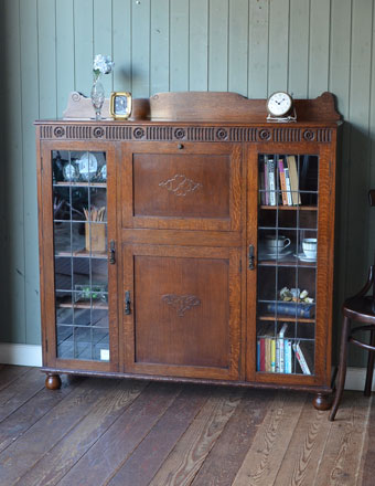 リビングで使えるアンティーク英国家具、お洒落なサイドバイサイド (j-1101-f)