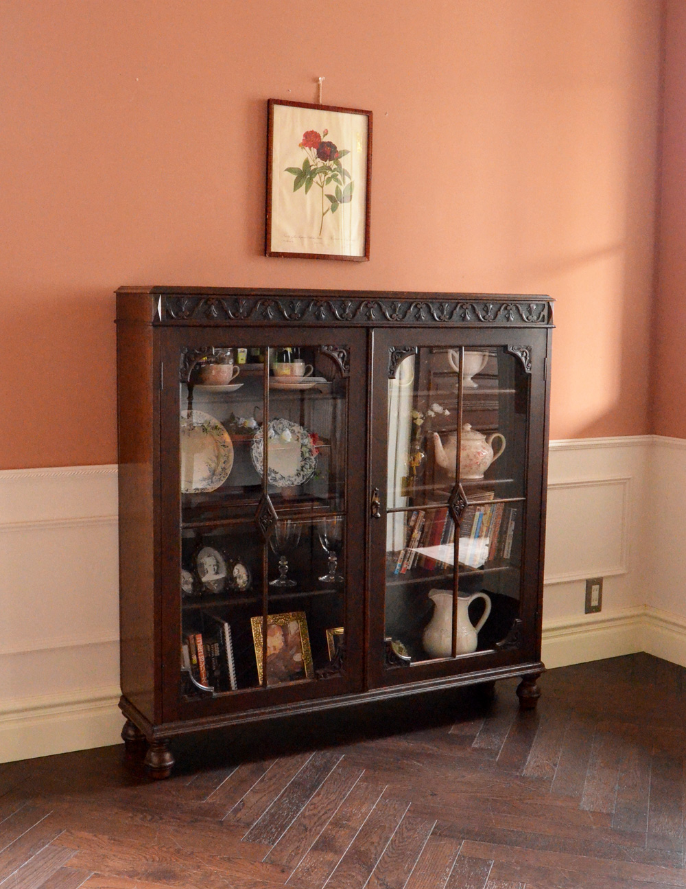 高級感あるアンティーク家具、英国のガラスブックケース (j-1259-f)