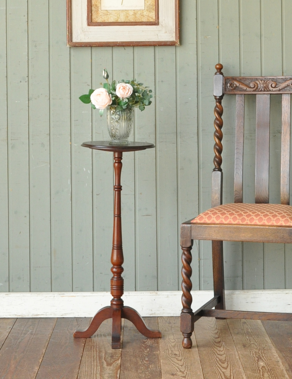 イギリスの小さなアンティーク家具、丸い天板のオケージョナルテーブル (j-1452-f)