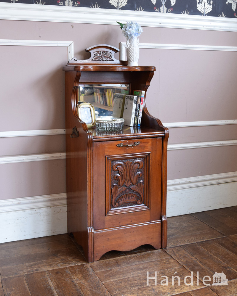 アンティークのキレイな英国家具、マホガニー材のコールボックス (j-1858-f)