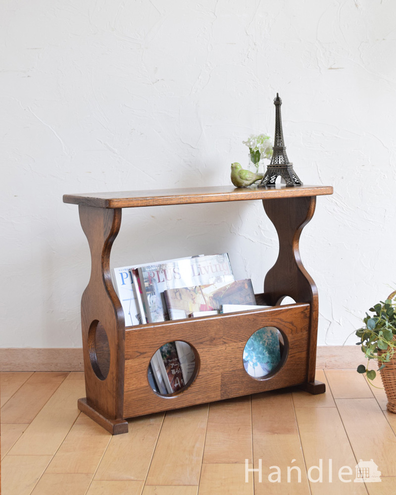 雑誌や新聞の収納はマガジンラック、英国のアンティーク家具 (j-1861-f)