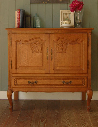 【鍵・ストッパーあり】アンティーク キャビネット (j-387)