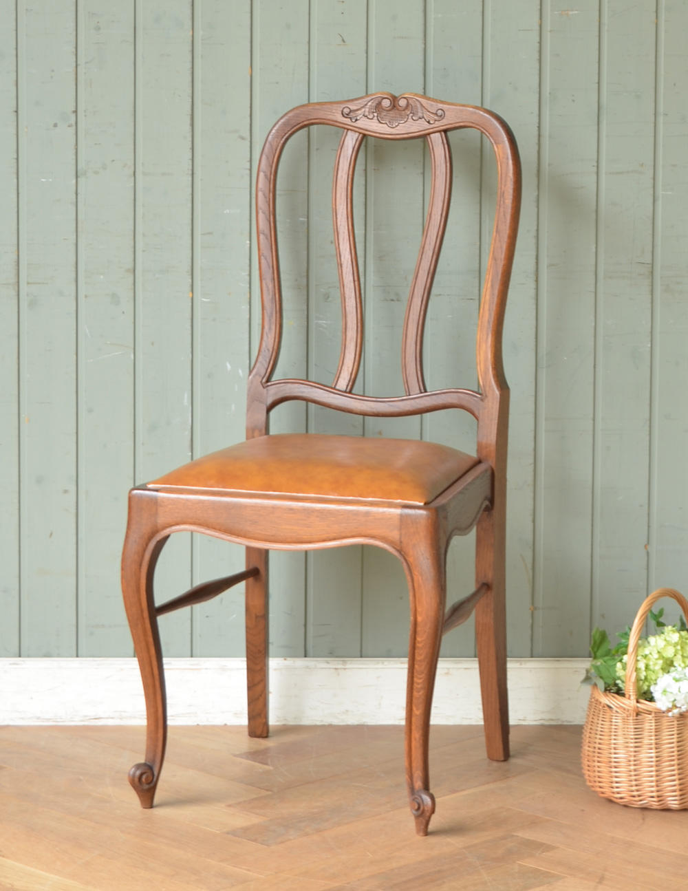 【半額販売】フランスアンティーク　装飾の美しいマホガニーチェア　ダイニングチェア　椅子　木製椅子　イス　刺繍　店舗什器 西洋