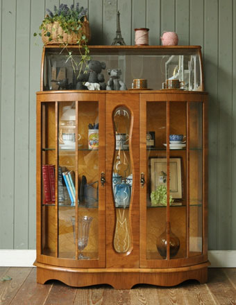 1940年代のアンティーク ガラスキャビネット (j-728-f)