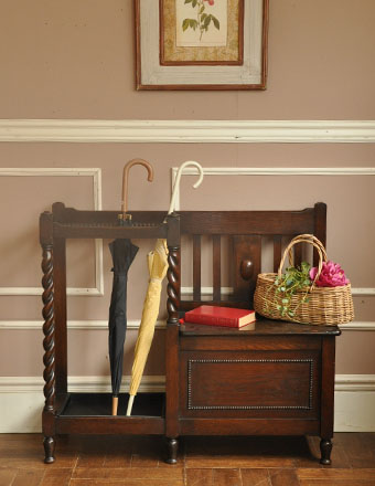 1930年代のアンティーク コファー（ベンチ） (j-776-f)