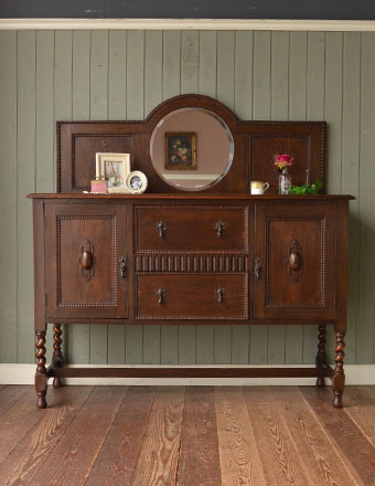 1920年代のアンティーク ミラーバック サイドボード (j-851-f)