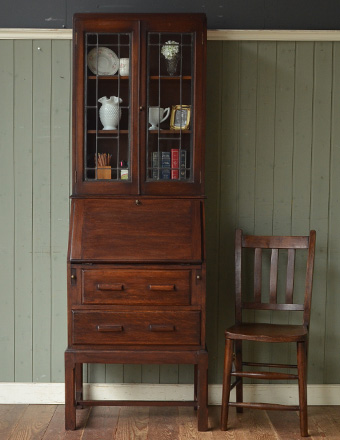 英国テイストのアンティーク家具、ビューローブックケース（デスク） (j-991-f)