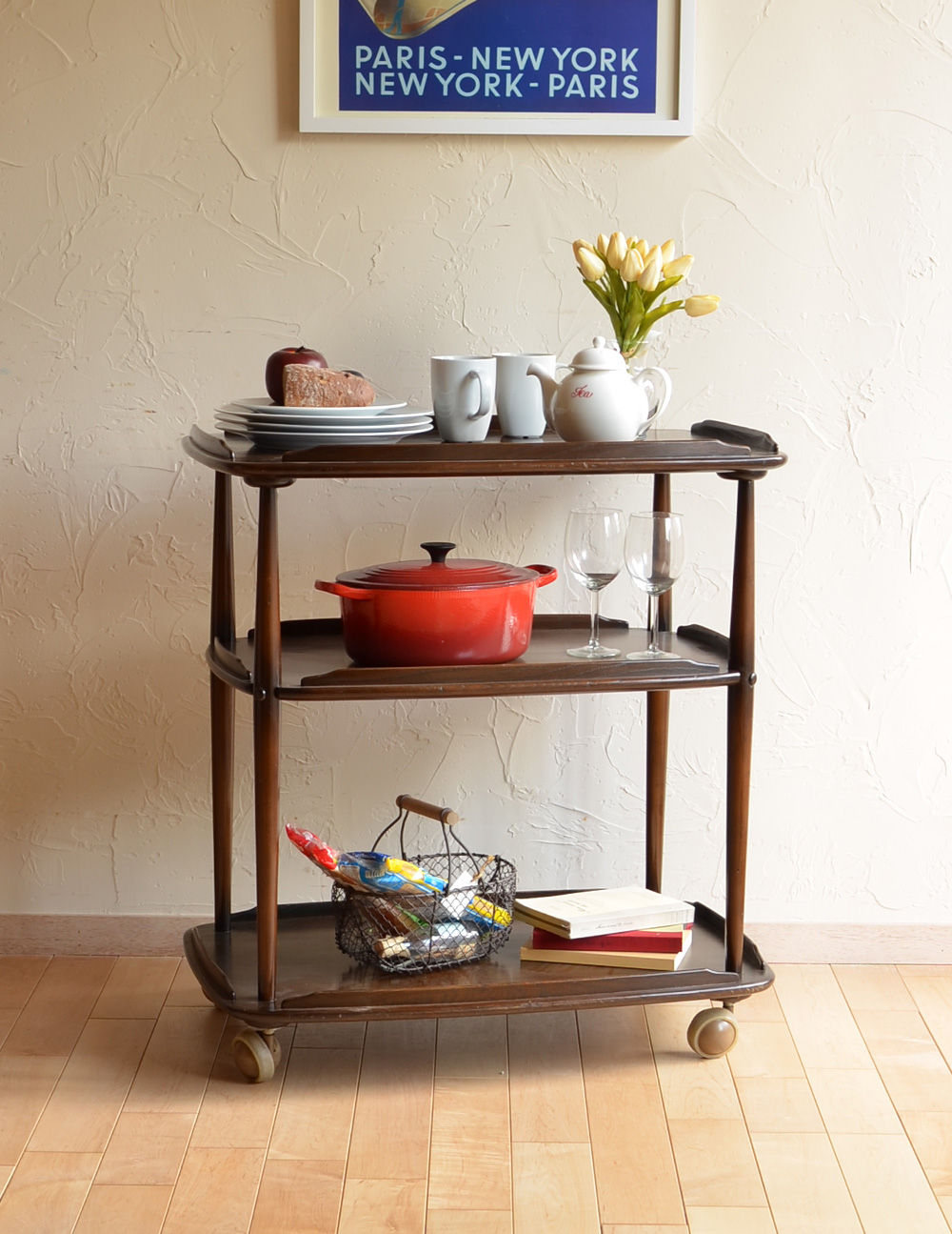 アーコールのヴィンテージ家具、キャスター付きワゴン（トローリー） (k-1009-f)