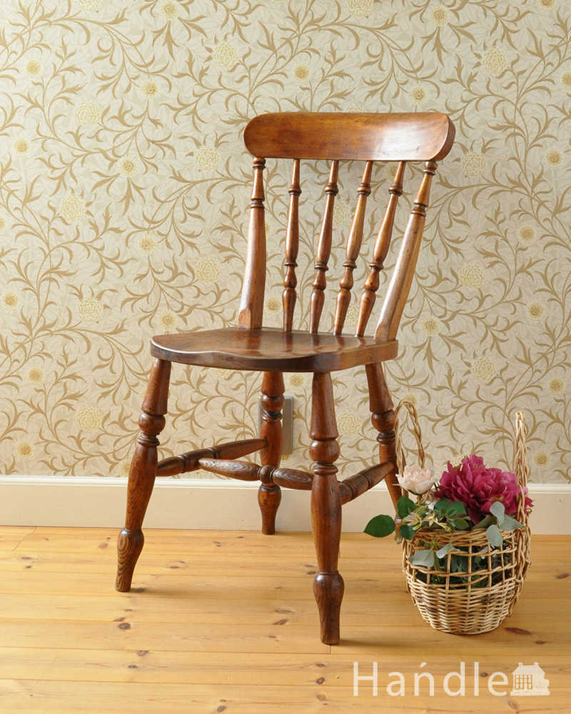 イギリスのアンティークの椅子、ナチュラルな木製キッチンチェア (k-1305-c)