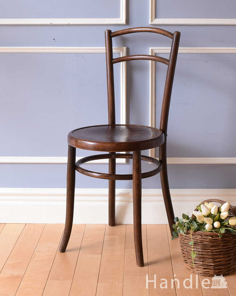 英国から届いたアンティーク椅子、ブラウンカラーのベントウッドチェア (k-1308-c)