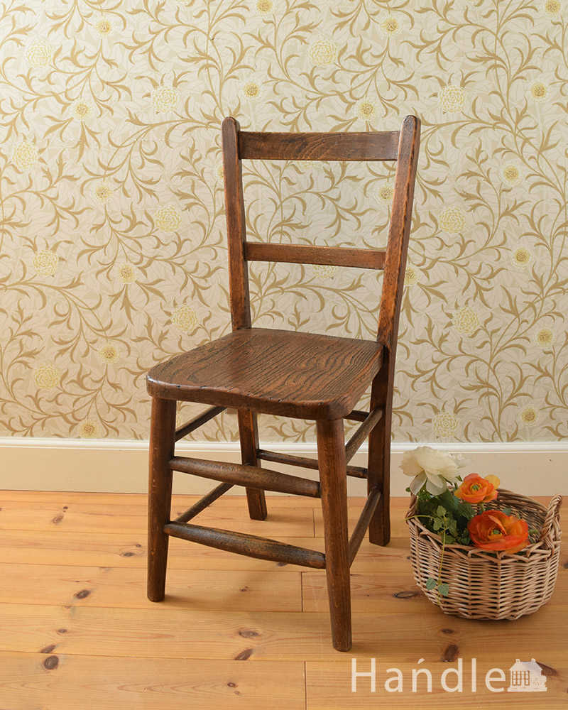 アンティークの椅子、シンプルな背もたれの可愛いスクールチェア（チャイルドチェア） (k-1323-c)