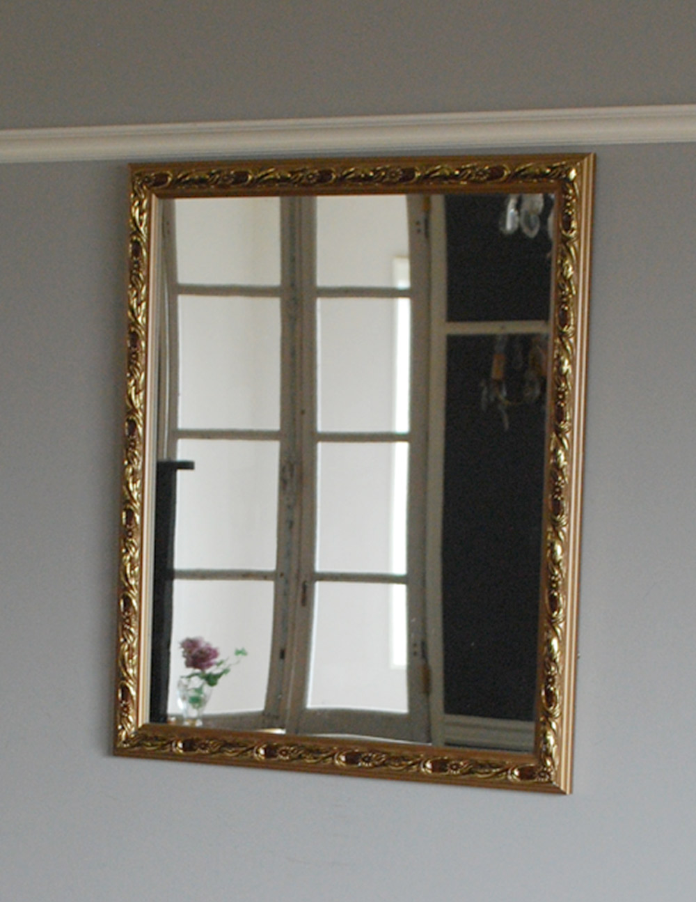 豪華な装飾が施されたフレームミラー、アンティークの鏡 (k-1451-z)