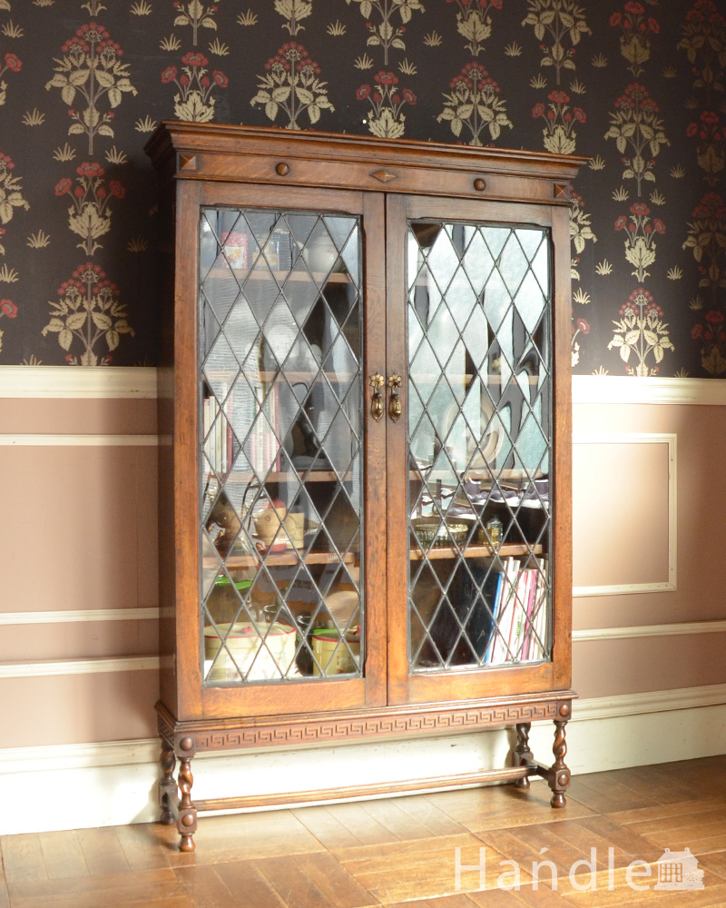 英国紳士たちが愛したかっこいいアンティーク家具、イギリス輸入のブックケース（本棚） (k-1565-f)