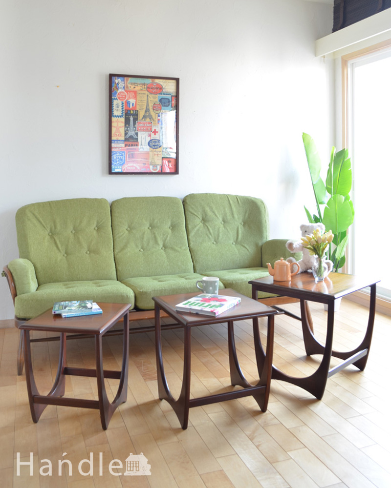 3つのテーブルがセットで届く!G-PLANのアンティークネストテーブル (k-1578-f)