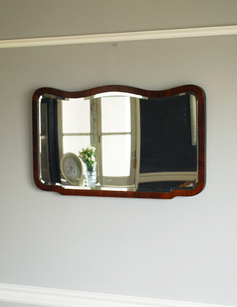 英国スタイルのアンティーク鏡、マホガニー材の木製フレームアンティークミラー (k-1581-z)