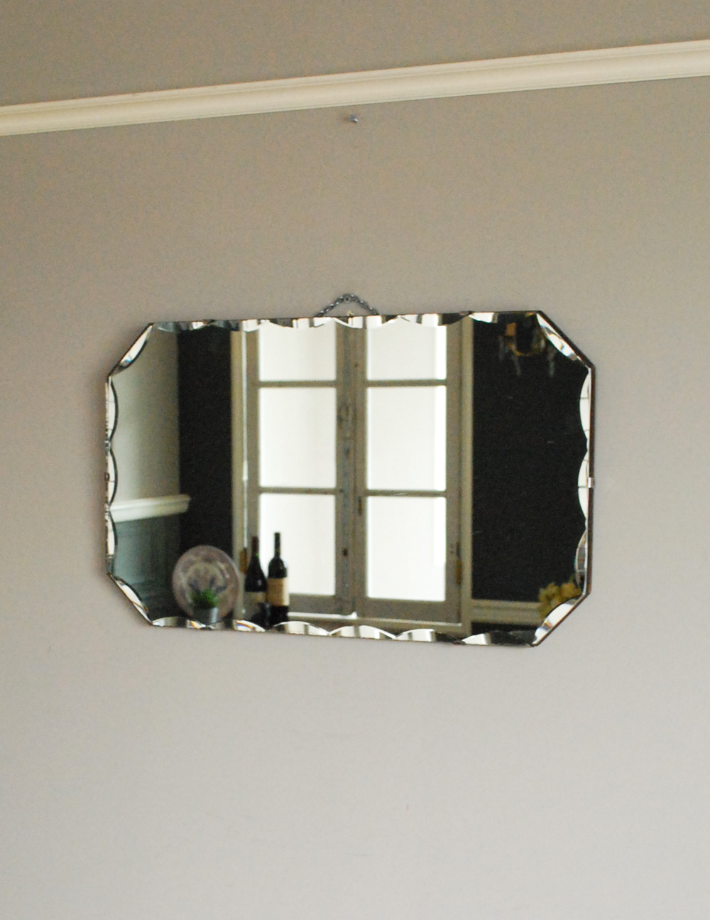 英国アンティークの壁掛け鏡、きらきら輝くカッティングミラー (k-1601-z)