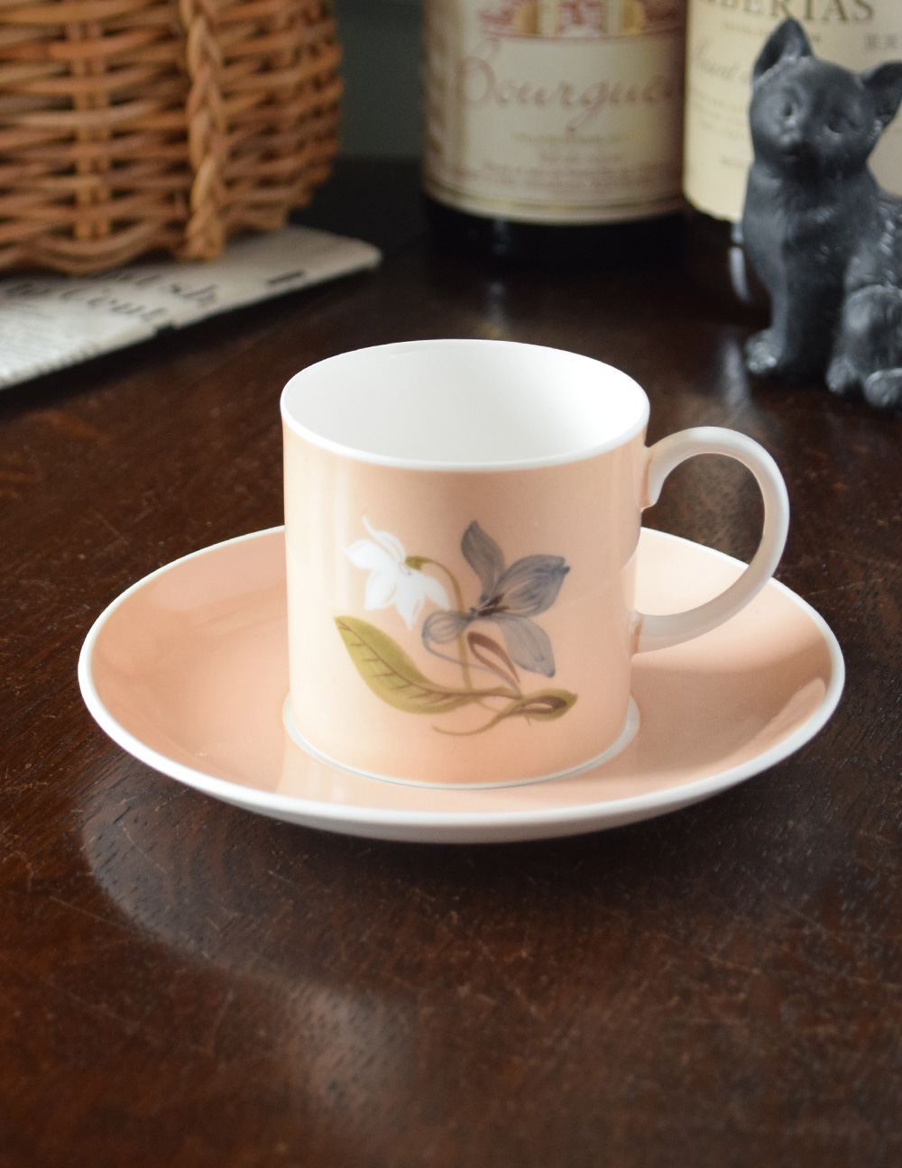 イギリスのヴィンテージ食器、スージークーパーのカップ＆ソーサー（ピンク） (k-1649-z)