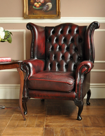 ビンテージのカッコイイ革張りソファ ウイングバックチェア K 592 C アンティークチェア 椅子