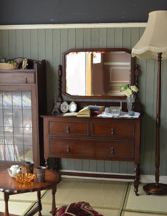 アンティークの英国家具、オーク材のドレッシングチェスト (k-743-f)