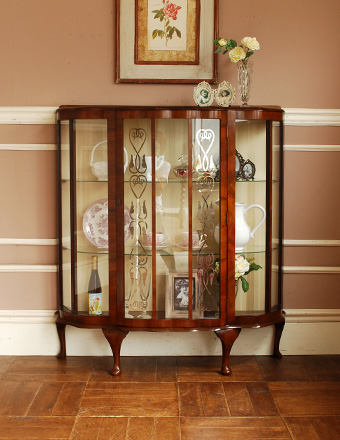 エレガントなアンティーク家具、英国のガラスキャビネット（飾り棚） (k-860-f)