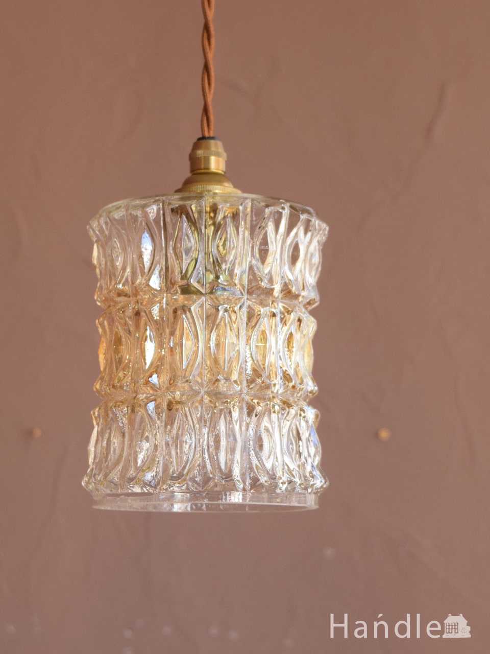 イギリスの照明、カラーガラス入りのアンティークペンダントライト（コード・シャンデリア電球・ギャラリーなし） (k-4490-z)