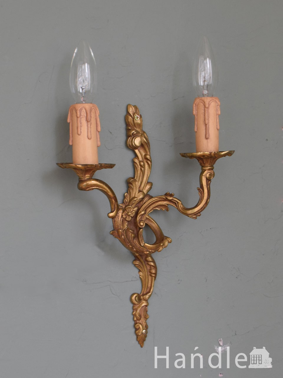 イギリスのアンティーク照明、真鍮製のウォールシャンデリア（Ｅ17シャンデリア球付き） (k-4867-z)