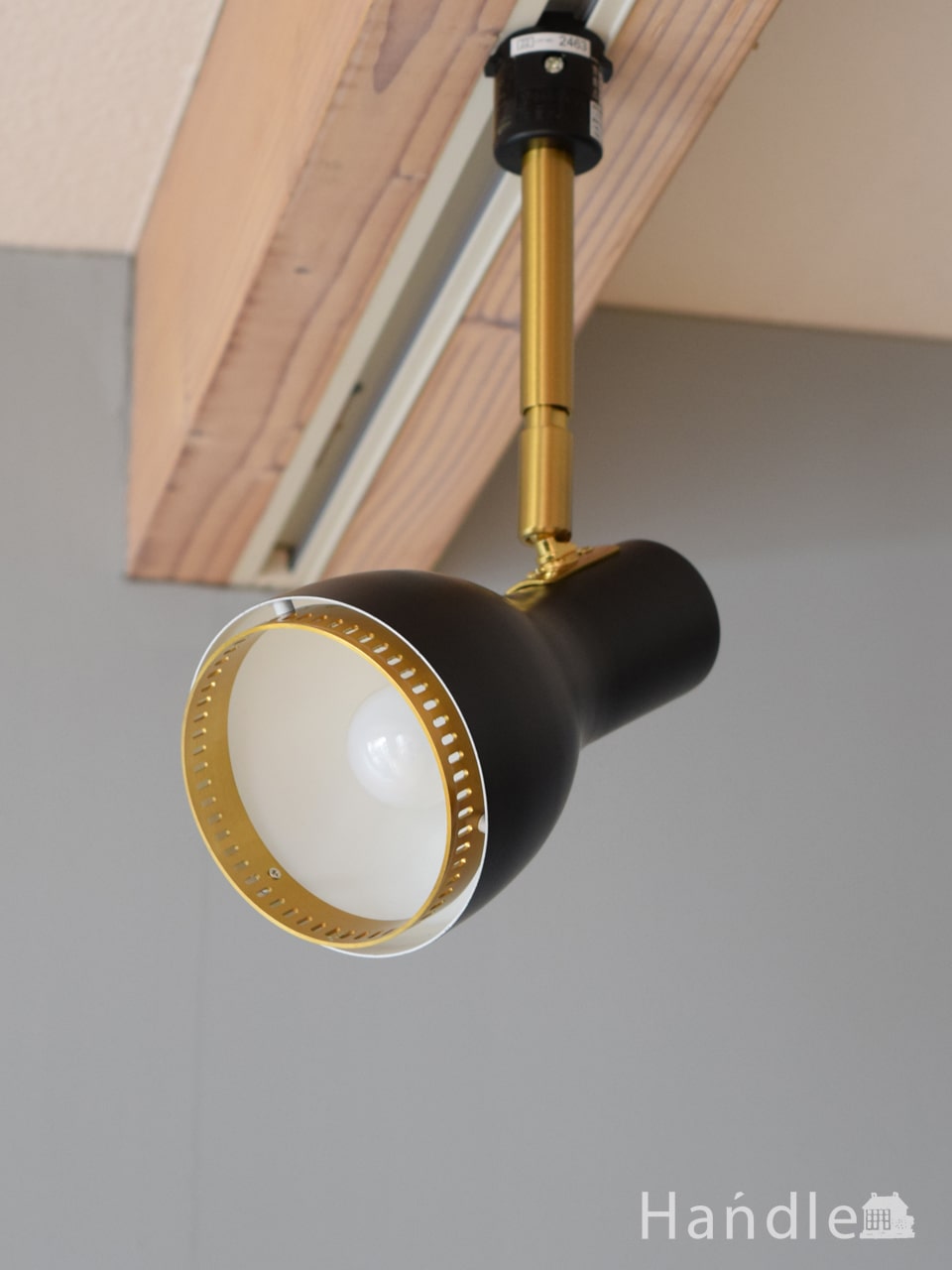 ブラック×ゴールドのおしゃれな照明、ダクトレール用スポットライト（LED電球付き） (pl-343)