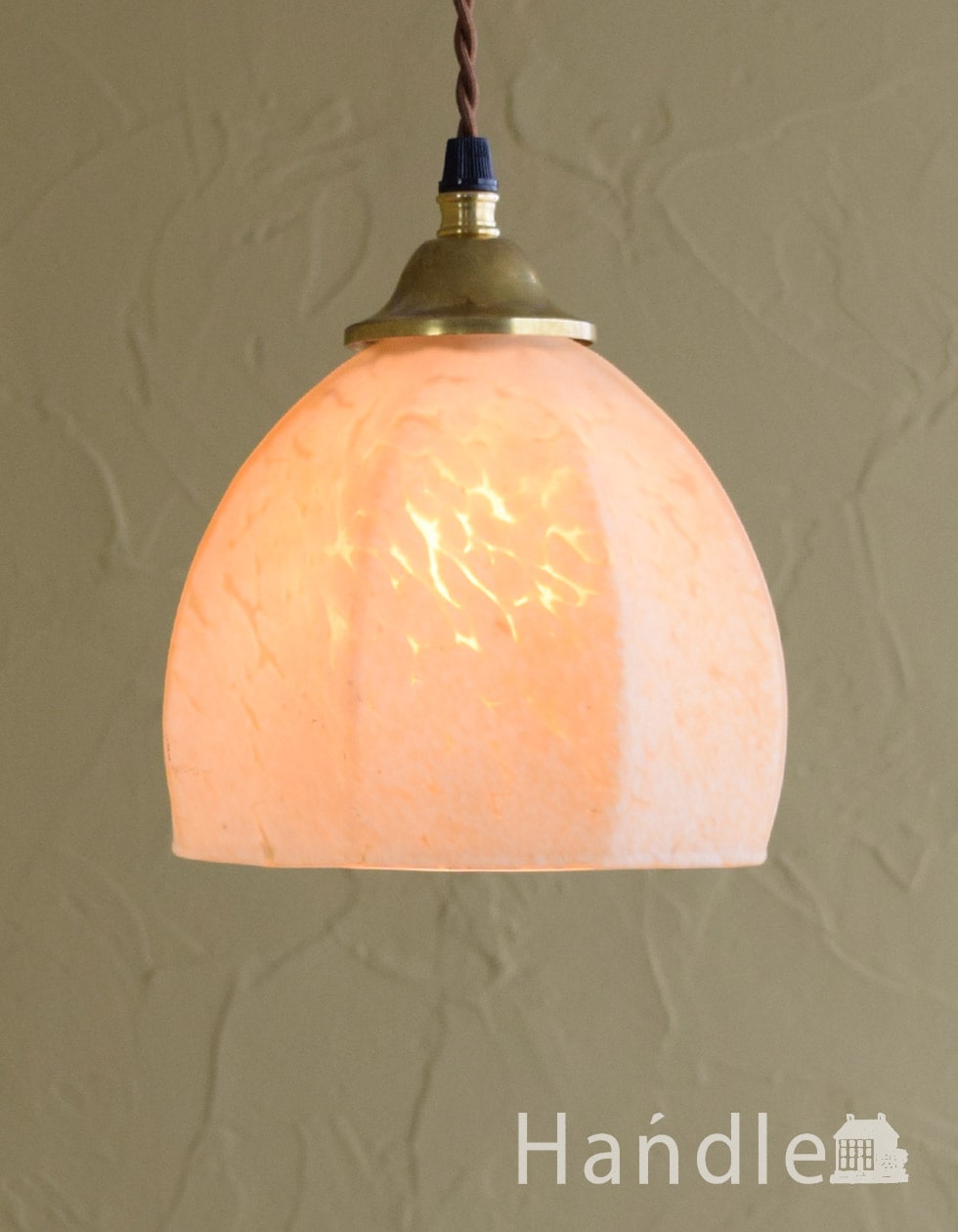 アンティークのペンダントライト、模様のキレイな照明器具(ギャラリー付きコード・シャンデリア電球) (m-7368-z)