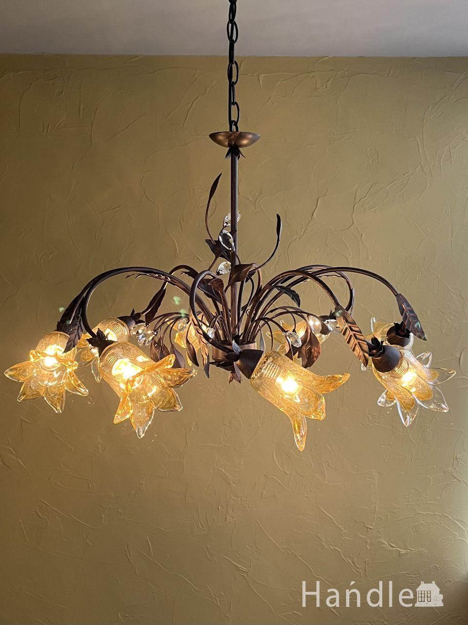 アンティーク風のシェード付きシャンデリア(8灯)（Ｅ17電球付） (cr-502-1)