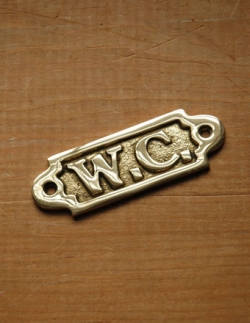 DIYグッズ ドアプレート 真鍮サインプレート　トイレットプレート （W.C.）