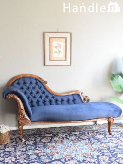 アンティークチェア・椅子 アンティークベンチ・セティ イギリスから届いたワンショルダーのセティ、ボタンダウンが美しいアンティークの長椅子