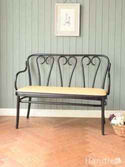 アンティークチェア・椅子 アンティークベンチ・セティ ハート形の背もたれがおしゃれなアンティークセティ、イギリスから届いためずらしいベントウッドチェア