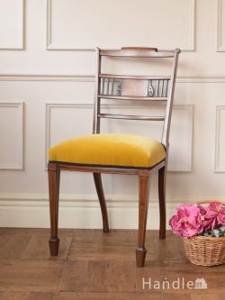アンティークチェア・椅子  アンティークのサロンチェア、美しい象嵌が入ったイギリスのサイドチェア