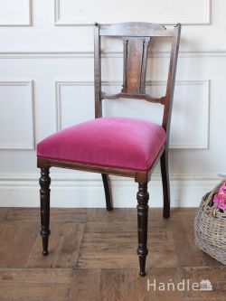 アンティークチェア・椅子 サロンチェア アンティークの美しい椅子、象嵌が施されたローズウッド材のサロンチェア