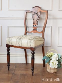 アンティークチェア・椅子 サロンチェア アンティークの美しい椅子、象嵌が美しいローズウッドの椅子