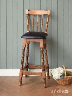 英国アンティークのおしゃれな椅子、カウンター用の背もたれ付きの椅子ハイチェア(h-013-c)