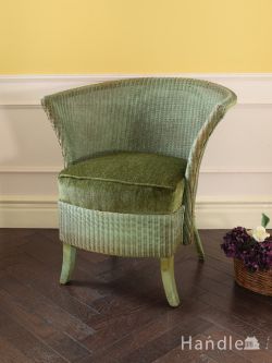 アンティークチェア・椅子 パーソナルソファ イギリスから届いたアンティークのパーソナルチェア、落ち着いたグリーン色の椅子
