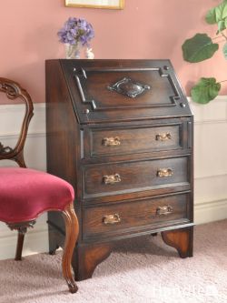 アンティーク家具 ビューロー 英国アンティークのビューロー、オーク材のイギリスらしいライティングビューロー