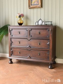 アンティーク家具 アンティークのチェスト イギリスのアンティークチェスト、男前でかっこいいオーク材のタンス