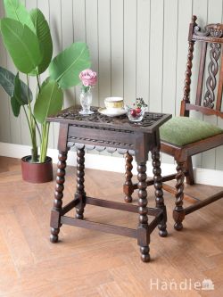 アンティーク家具 アンティークのテーブル アンティークのオケージョナルテーブル、ボビンレッグが美しいティーテーブル