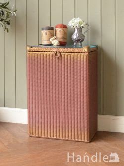 アンティーク家具 ブランケットボックス・収納ボックス アンティークのロイドルームボックス、サイドテーブルにもなるガラス付きのランドリーボックス