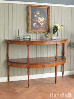 英国のアンティーク家具、杢目が美しい豪華なコンソールテーブル 