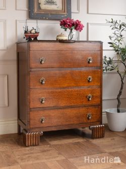 アンティーク家具 アンティークのチェスト 英国のアンティーク家具、ミラーと小物入れが付いたオーク材のバチェラーズチェスト