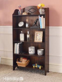 アンティーク家具 アンティークのキャビネット 英国のアンティーク本棚、オーク材のおしゃれなオープンシェルフ