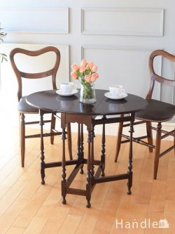 アンティークの伸長式テーブル、美しい脚のマホガニー材のゲートレッグテーブル