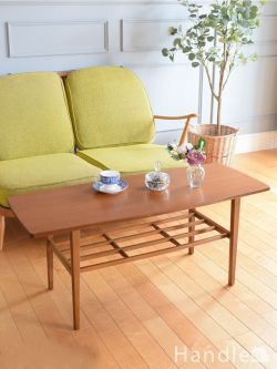 アンティーク家具 アンティークのテーブル イギリスから届いたネイサン社のビンテージテーブル、棚付きのおしゃれなコーヒーテーブル