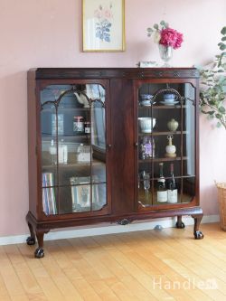 英国アンティークの扉付き本棚、美しいマホガニーのブックケース